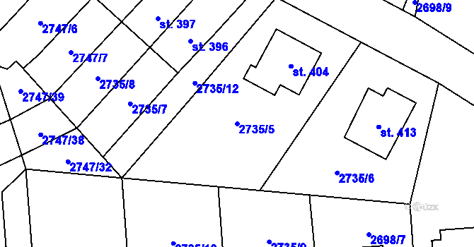 Parcela st. 2735/5 v KÚ Nová Ves nad Popelkou, Katastrální mapa