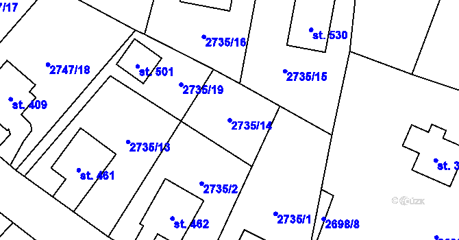 Parcela st. 2735/14 v KÚ Nová Ves nad Popelkou, Katastrální mapa