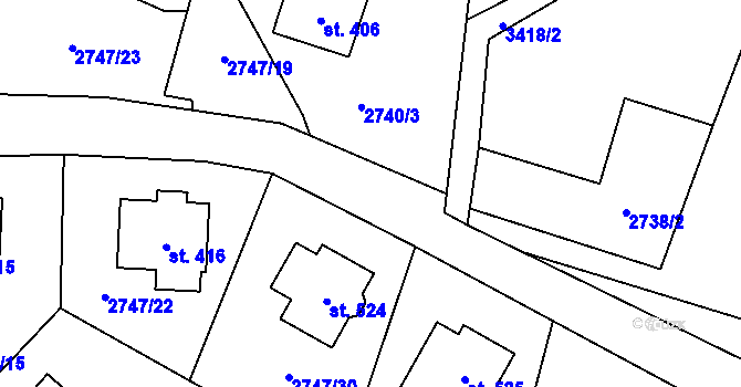 Parcela st. 2735/18 v KÚ Nová Ves nad Popelkou, Katastrální mapa