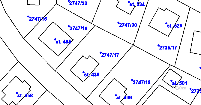 Parcela st. 2747/17 v KÚ Nová Ves nad Popelkou, Katastrální mapa
