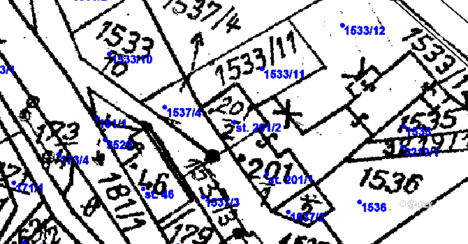 Parcela st. 201/2 v KÚ Nová Ves nad Popelkou, Katastrální mapa