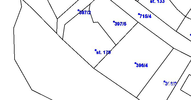 Parcela st. 179 v KÚ Nová Ves pod Pleší, Katastrální mapa