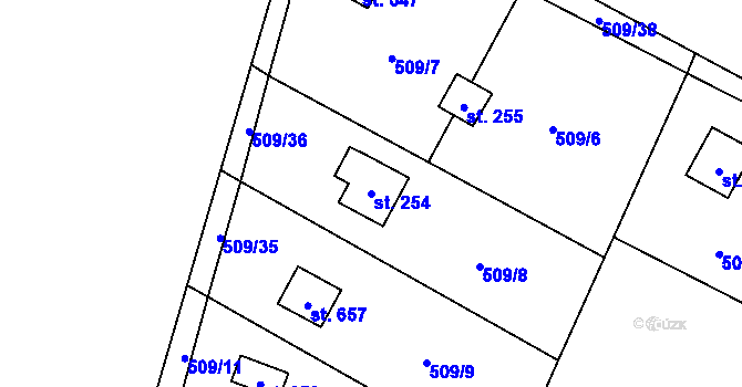 Parcela st. 254 v KÚ Nová Ves pod Pleší, Katastrální mapa