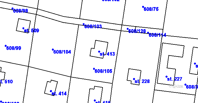 Parcela st. 413 v KÚ Nová Ves pod Pleší, Katastrální mapa