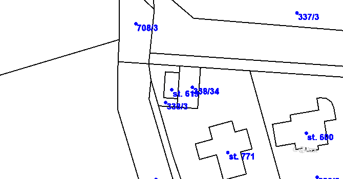 Parcela st. 619 v KÚ Nová Ves pod Pleší, Katastrální mapa