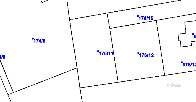 Parcela st. 176/11 v KÚ Nová Ves pod Pleší, Katastrální mapa