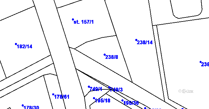 Parcela st. 238/8 v KÚ Nová Ves pod Pleší, Katastrální mapa