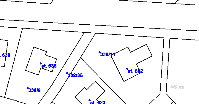 Parcela st. 338/11 v KÚ Nová Ves pod Pleší, Katastrální mapa