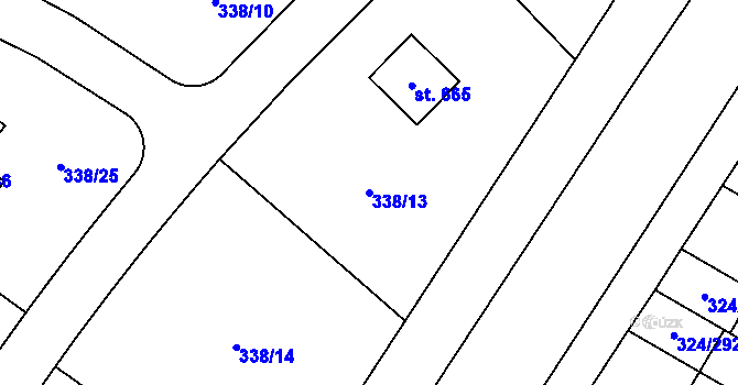 Parcela st. 338/13 v KÚ Nová Ves pod Pleší, Katastrální mapa