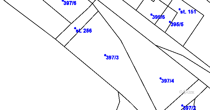 Parcela st. 397/3 v KÚ Nová Ves pod Pleší, Katastrální mapa
