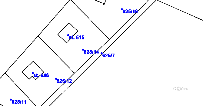 Parcela st. 625/7 v KÚ Nová Ves pod Pleší, Katastrální mapa