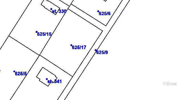 Parcela st. 625/9 v KÚ Nová Ves pod Pleší, Katastrální mapa