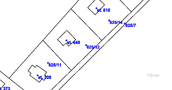 Parcela st. 625/12 v KÚ Nová Ves pod Pleší, Katastrální mapa