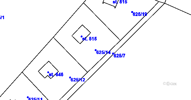 Parcela st. 625/14 v KÚ Nová Ves pod Pleší, Katastrální mapa