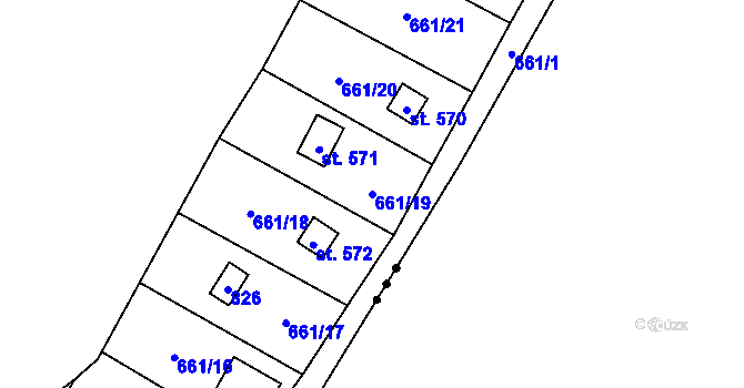 Parcela st. 661/19 v KÚ Nová Ves pod Pleší, Katastrální mapa
