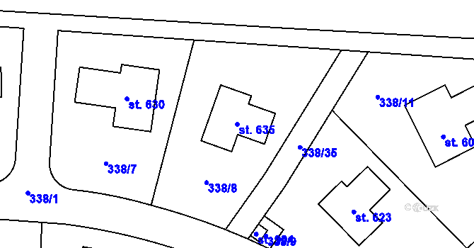 Parcela st. 635 v KÚ Nová Ves pod Pleší, Katastrální mapa