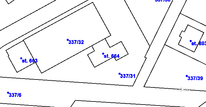 Parcela st. 664 v KÚ Nová Ves pod Pleší, Katastrální mapa