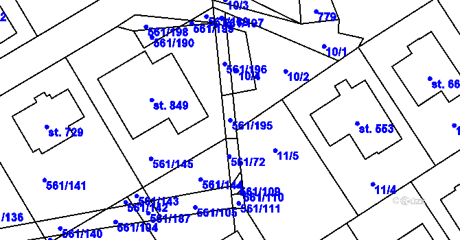 Parcela st. 561/195 v KÚ Nová Ves pod Pleší, Katastrální mapa