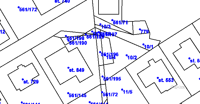 Parcela st. 561/196 v KÚ Nová Ves pod Pleší, Katastrální mapa