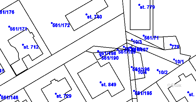 Parcela st. 561/198 v KÚ Nová Ves pod Pleší, Katastrální mapa