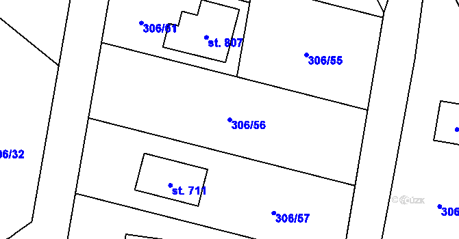 Parcela st. 306/56 v KÚ Nová Ves pod Pleší, Katastrální mapa