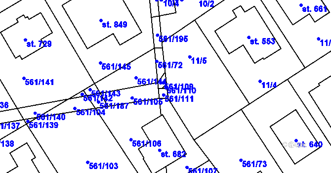 Parcela st. 561/110 v KÚ Nová Ves pod Pleší, Katastrální mapa