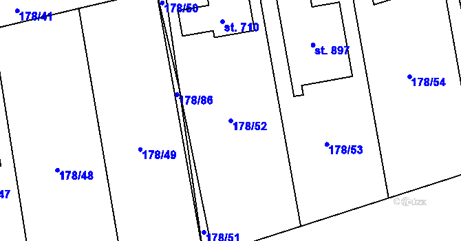 Parcela st. 178/52 v KÚ Nová Ves pod Pleší, Katastrální mapa