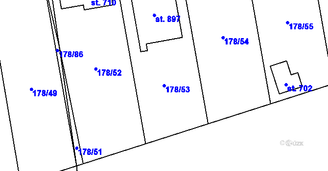 Parcela st. 178/53 v KÚ Nová Ves pod Pleší, Katastrální mapa
