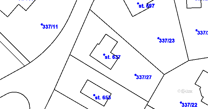 Parcela st. 637 v KÚ Nová Ves pod Pleší, Katastrální mapa