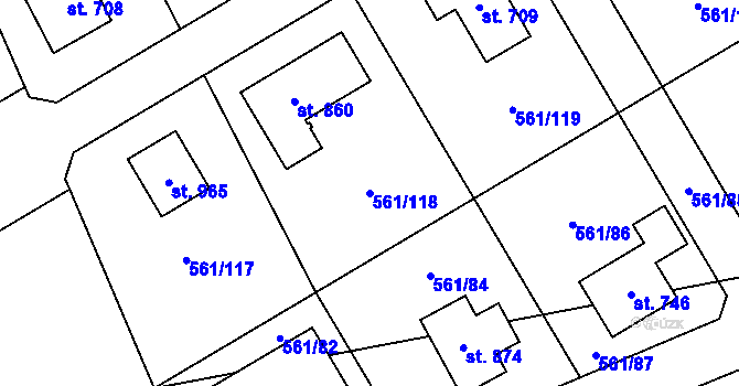 Parcela st. 561/118 v KÚ Nová Ves pod Pleší, Katastrální mapa