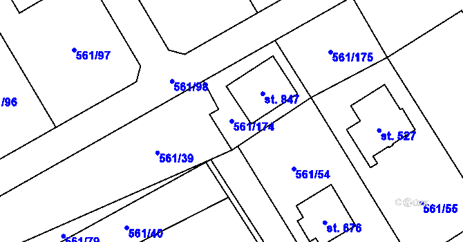 Parcela st. 561/174 v KÚ Nová Ves pod Pleší, Katastrální mapa
