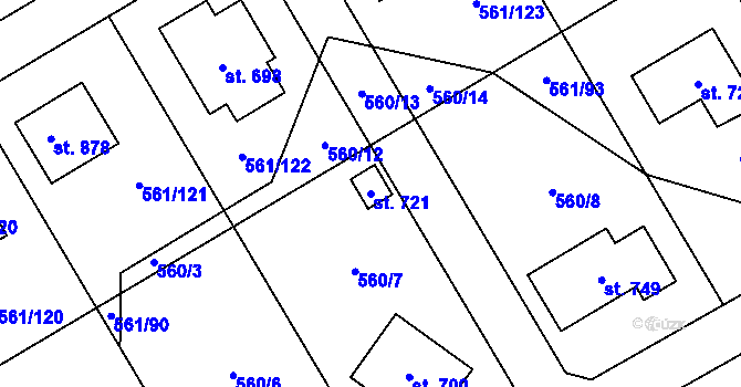 Parcela st. 721 v KÚ Nová Ves pod Pleší, Katastrální mapa