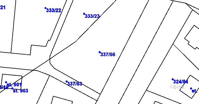 Parcela st. 337/56 v KÚ Nová Ves pod Pleší, Katastrální mapa