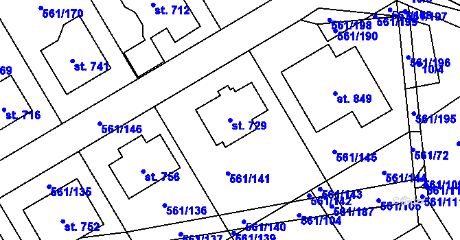 Parcela st. 729 v KÚ Nová Ves pod Pleší, Katastrální mapa