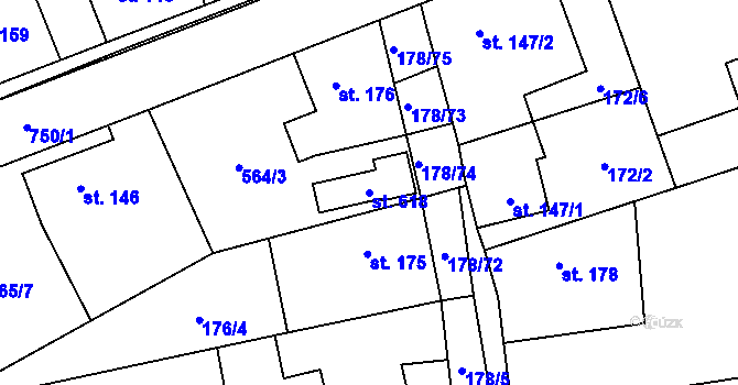 Parcela st. 618 v KÚ Nová Ves pod Pleší, Katastrální mapa
