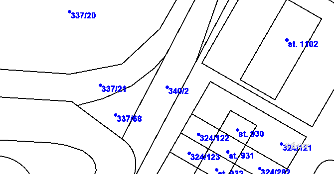 Parcela st. 340/2 v KÚ Nová Ves pod Pleší, Katastrální mapa
