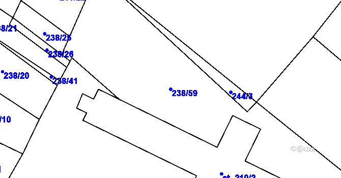 Parcela st. 238/59 v KÚ Nová Ves pod Pleší, Katastrální mapa