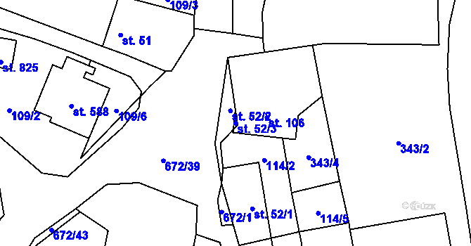 Parcela st. 52/3 v KÚ Nová Ves pod Pleší, Katastrální mapa