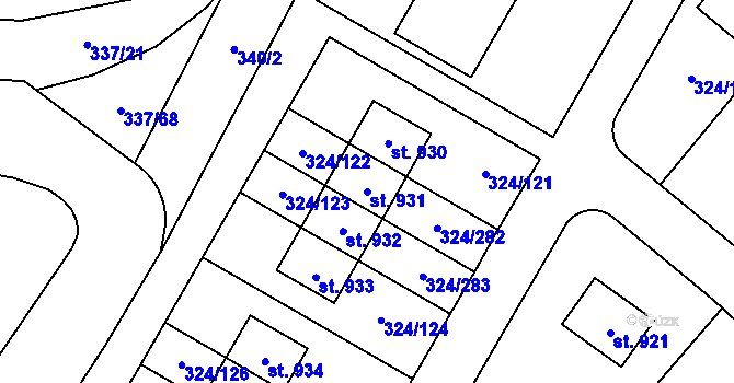 Parcela st. 931 v KÚ Nová Ves pod Pleší, Katastrální mapa