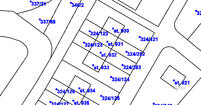 Parcela st. 932 v KÚ Nová Ves pod Pleší, Katastrální mapa