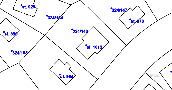 Parcela st. 1012 v KÚ Nová Ves pod Pleší, Katastrální mapa