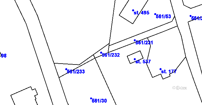 Parcela st. 561/232 v KÚ Nová Ves pod Pleší, Katastrální mapa