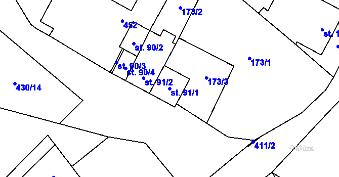 Parcela st. 91/1 v KÚ Nová Ves u Bakova nad Jizerou, Katastrální mapa