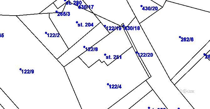 Parcela st. 251 v KÚ Nová Ves u Bakova nad Jizerou, Katastrální mapa