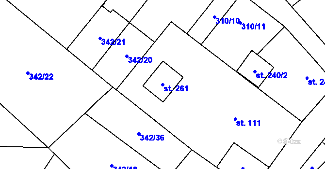 Parcela st. 261 v KÚ Nová Ves u Bakova nad Jizerou, Katastrální mapa