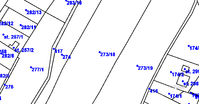 Parcela st. 273/18 v KÚ Nová Ves u Bakova nad Jizerou, Katastrální mapa