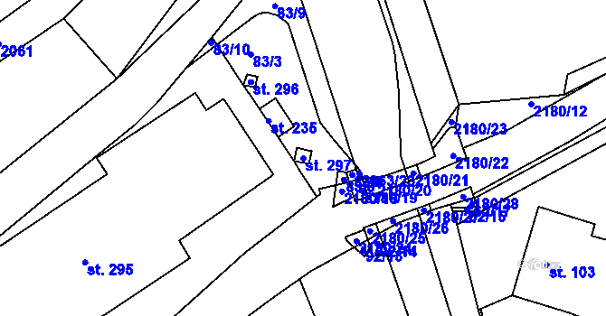 Parcela st. 297 v KÚ Nová Ves u Chotěboře, Katastrální mapa