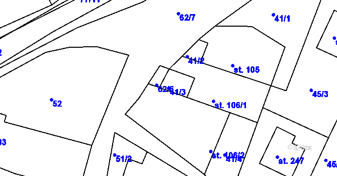 Parcela st. 41/3 v KÚ Nová Ves u Chotěboře, Katastrální mapa