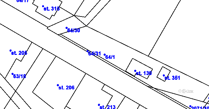 Parcela st. 64/1 v KÚ Nová Ves u Chotěboře, Katastrální mapa