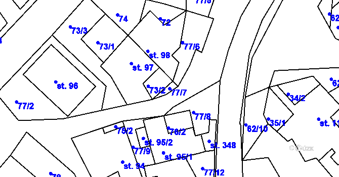 Parcela st. 77/7 v KÚ Nová Ves u Chotěboře, Katastrální mapa